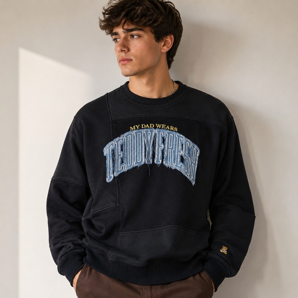 Teddy Fresh My Dad Wears Teddy Fresh Graphic Sweatshirt Black